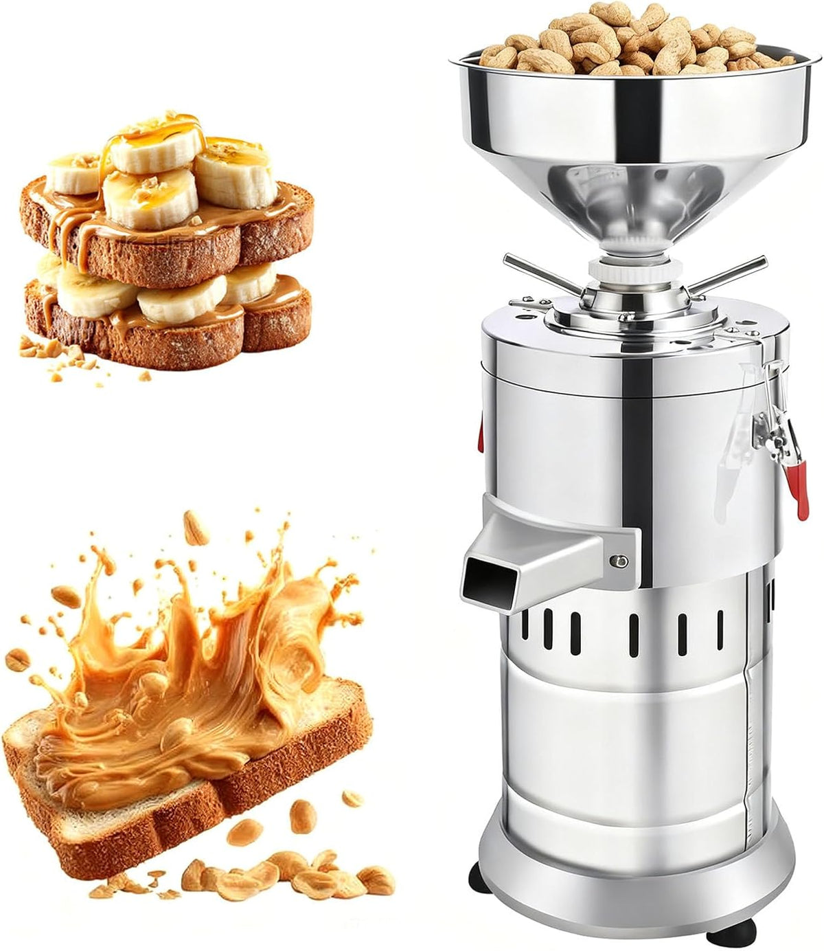Nussmühle für den gewerblichen Gebrauch, 1100 W Edelstahl, hohe Kapazität für die Herstellung von Erdnussbutter, Mandel, Cashew und Pekannussbutter