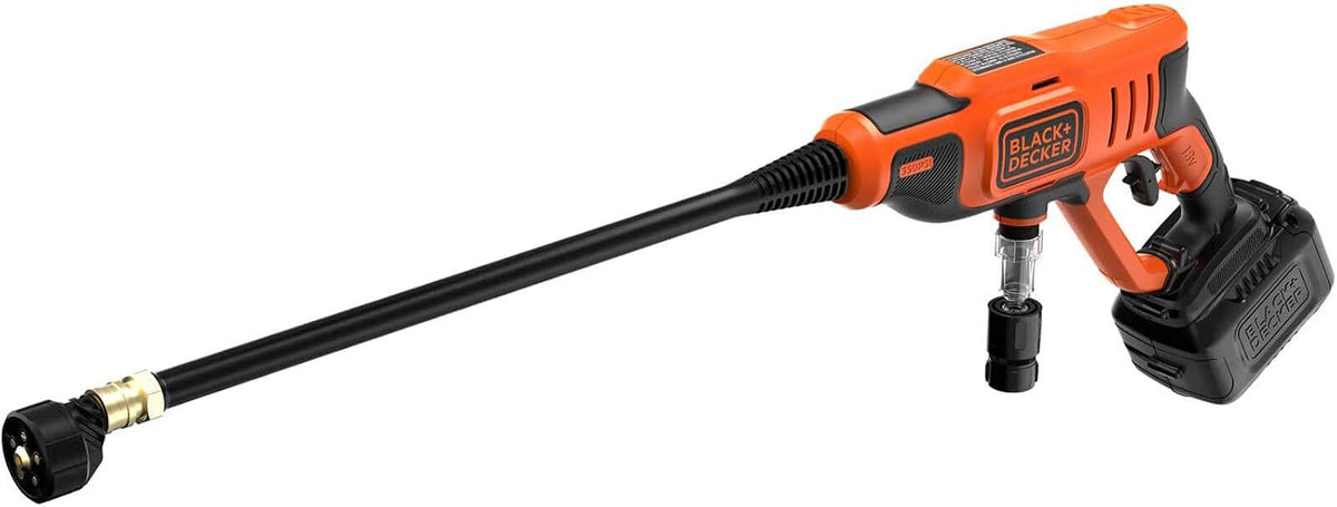 BLACK+DECKER Akku-Druckreiniger (18V, 5in1 Multifunktionsdüse, ohne Akku & Ladegerät), BCPC18B-XJ, mit flexiblen Wasseranschluss, 24 bar