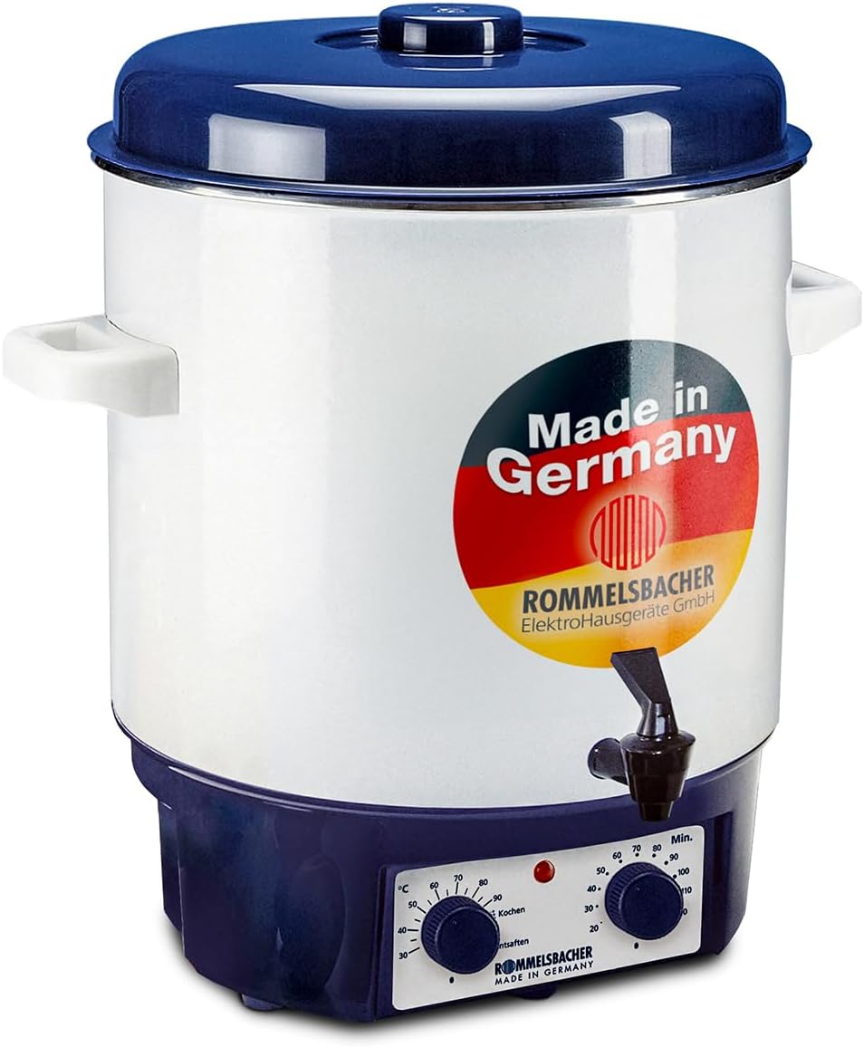 ROMMELSBACHER Glühwein-/Einkochvollautomat KA 1804, 2-Schicht-Emaillierung, 27 Liter/für 14 Gläser à 1 Liter, 1800 W, MADE IN GERMANY, Zeitschaltuhr