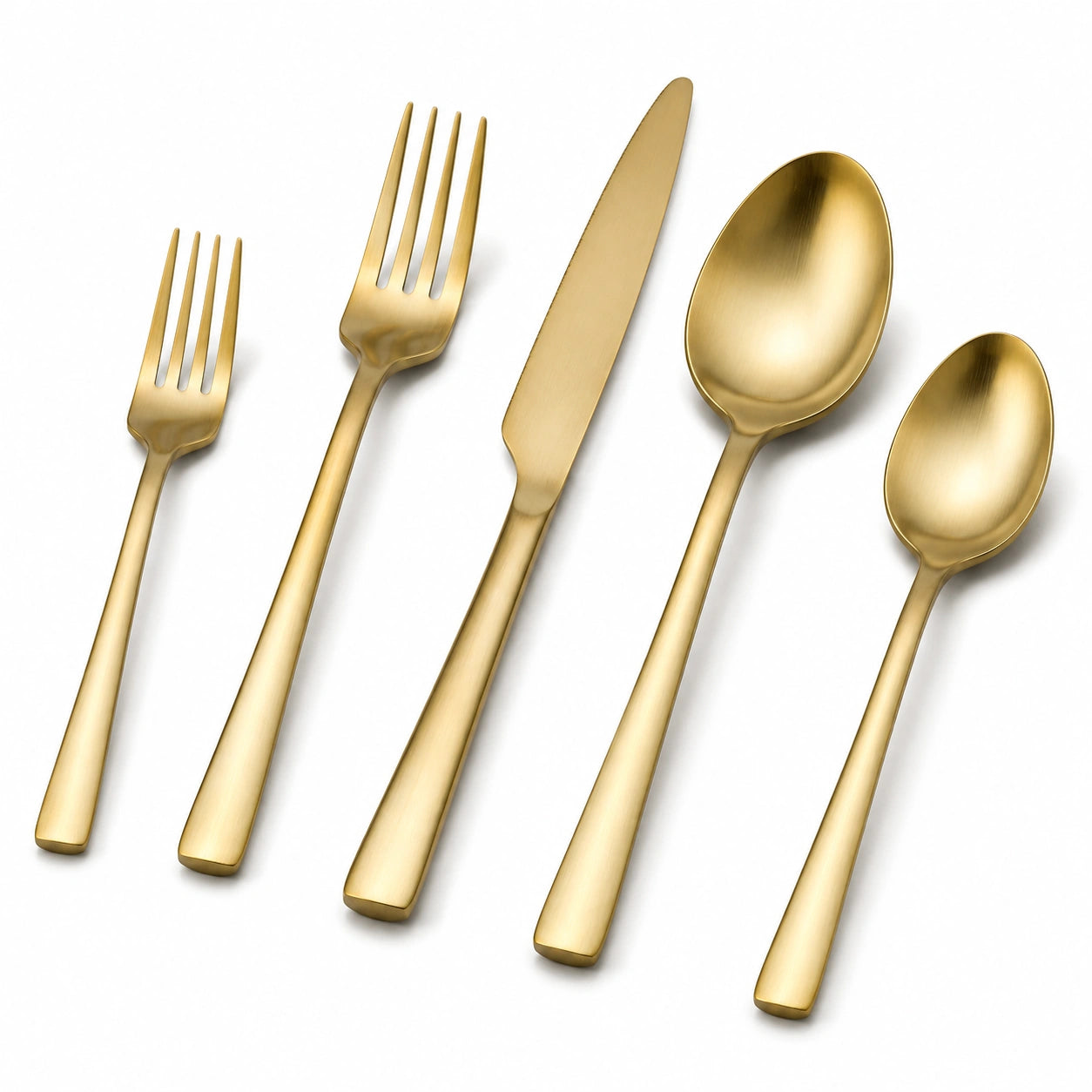 Besteckset 5-teilig Goldfarben aus Edelstahl mit matter Oberfläche