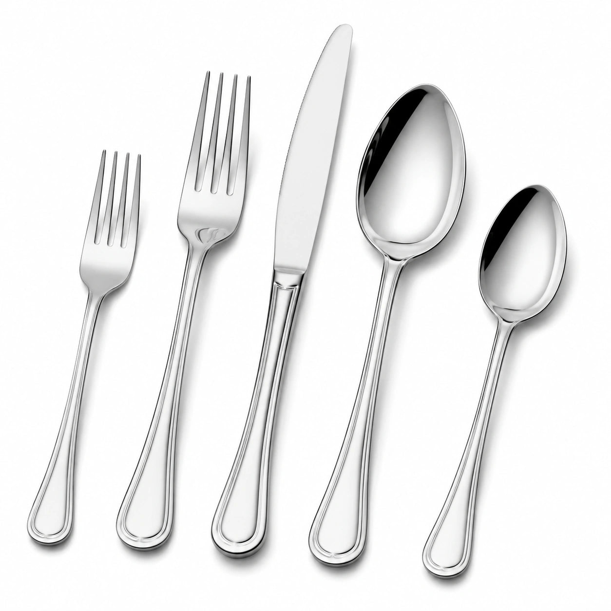 Besteckset 5-teilig Edelstahl Silber für 1 Person klassisches Tafeldesign