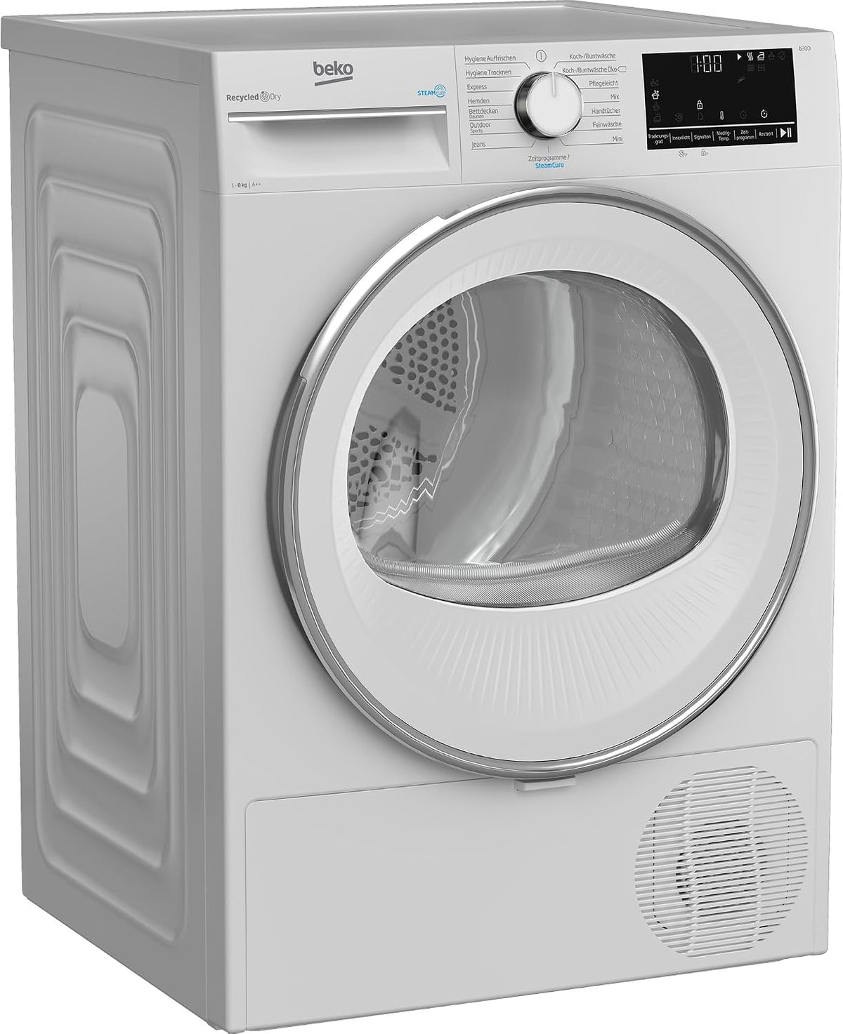 Beko B3T42239 Wäschetrockner 8KG, Frontlader Wärmepumpentrockner, Allergikergeeignet, 15 Programme, Dampffunktion, Multifunktionsdisplay, Weiß