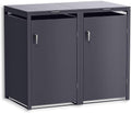 Metzler Mülltonnenbox 2er 240L in Eisenglimmer, pulverbeschichteter & witterungsbeständiger Stahl in DB 703, Müllbox rostfrei