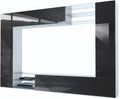 Vladon Wohnwand Mirage, Weiß matt/Schwarz Hochglanz (262 x 183 x 39 cm), Anbauwand mit Rückwand mit 2 Türen, Made in Germany