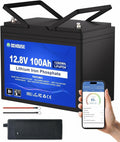 DCHOUSE 12V 100Ah Bluetooth Lithium Batterie mit 10A Ladegerät, BMS 100A