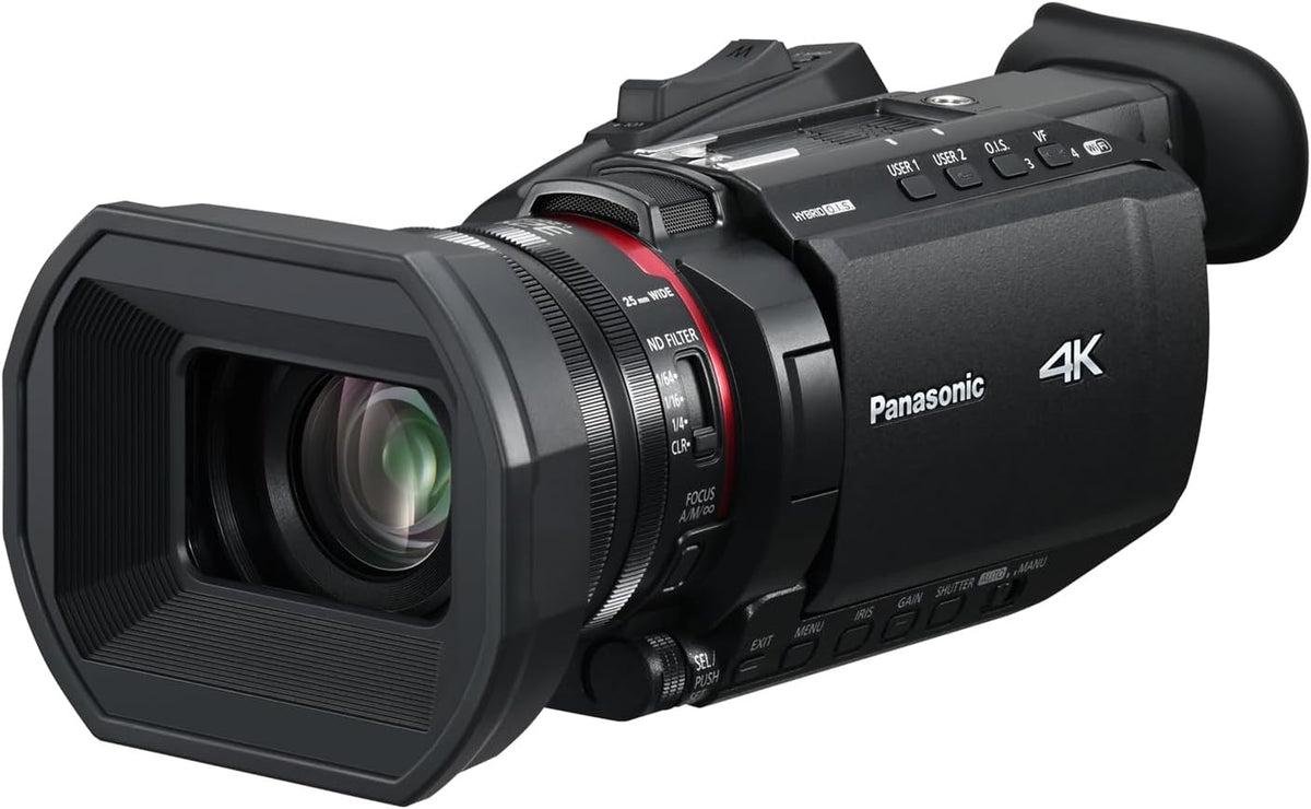 Panasonic HC-X1600E 4K 60p Professional Camcorder with 25mm Wide-Angle Lens, 5-Axis Hybrid OIS, 24x Optical Zoom, Wi-Fi, USB PD, Black