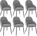 Esszimmerstühle 6er Set mit Armlehne, Moderne Küchenstühle mit Leinenbezug & Metallbeinen, Gepolsterte Stühle für Wohnzimmer, Esszimmer, Küche