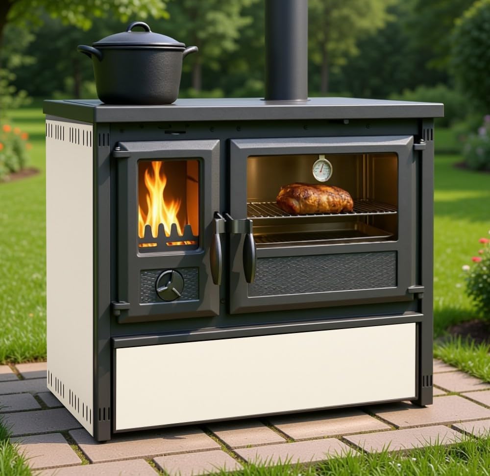 Outdoor-Küchenofen Außenküche Holzherd Modell Forno, 6 kW, creme