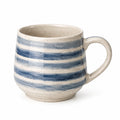 Keramiktasse 400 ml Blau Creme gestreift mit Henkel