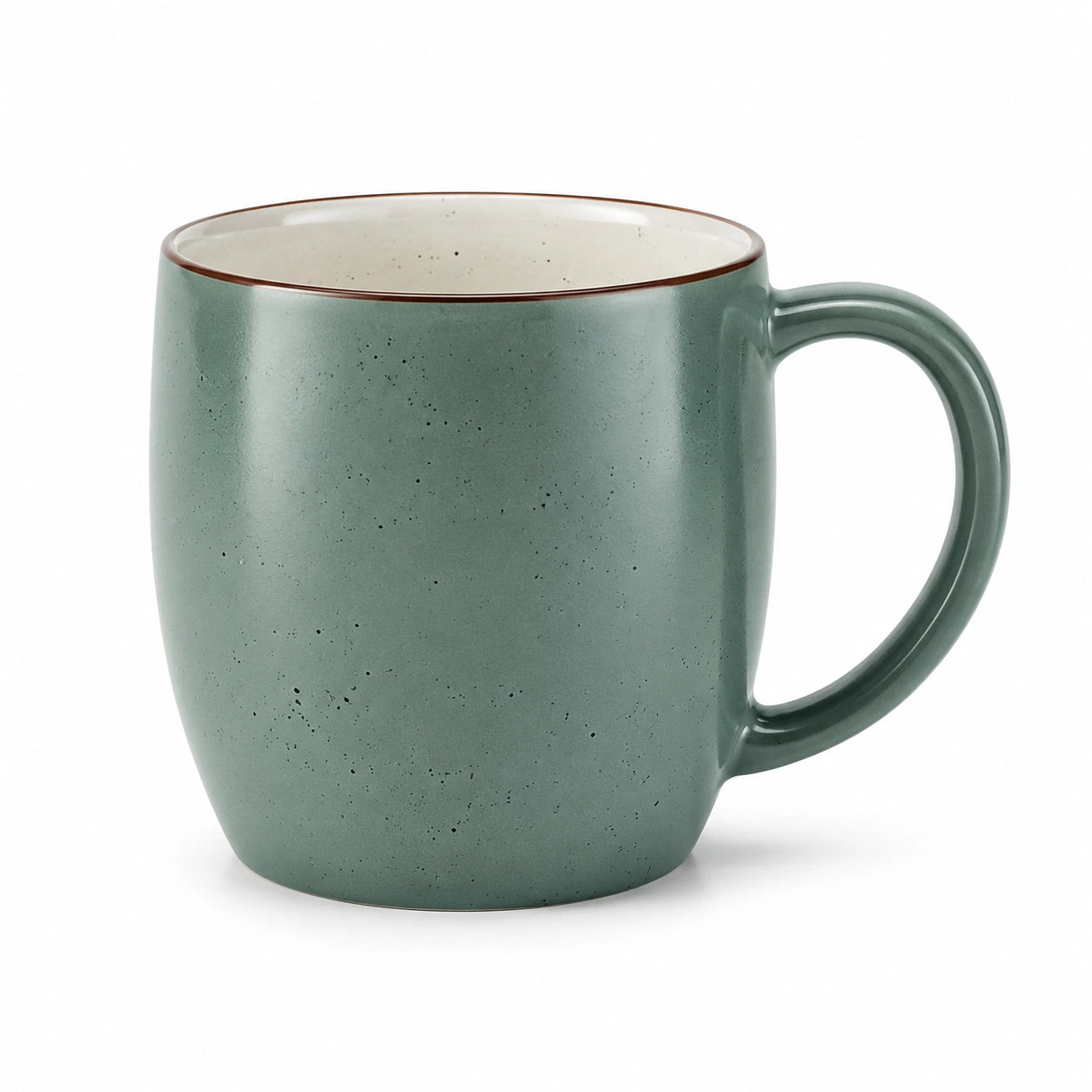 Keramiktasse 450 ml Grün mit Sprenkelglasur und Henkel
