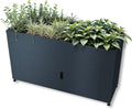 Metzler Hochbeet für den Garten mit Stauraum, 160 x 85 x 50 cm, Pulverbeschichteter Stahl in Anthrazit RAL 7016, Pflanzenbeet, Blumenhochbeet