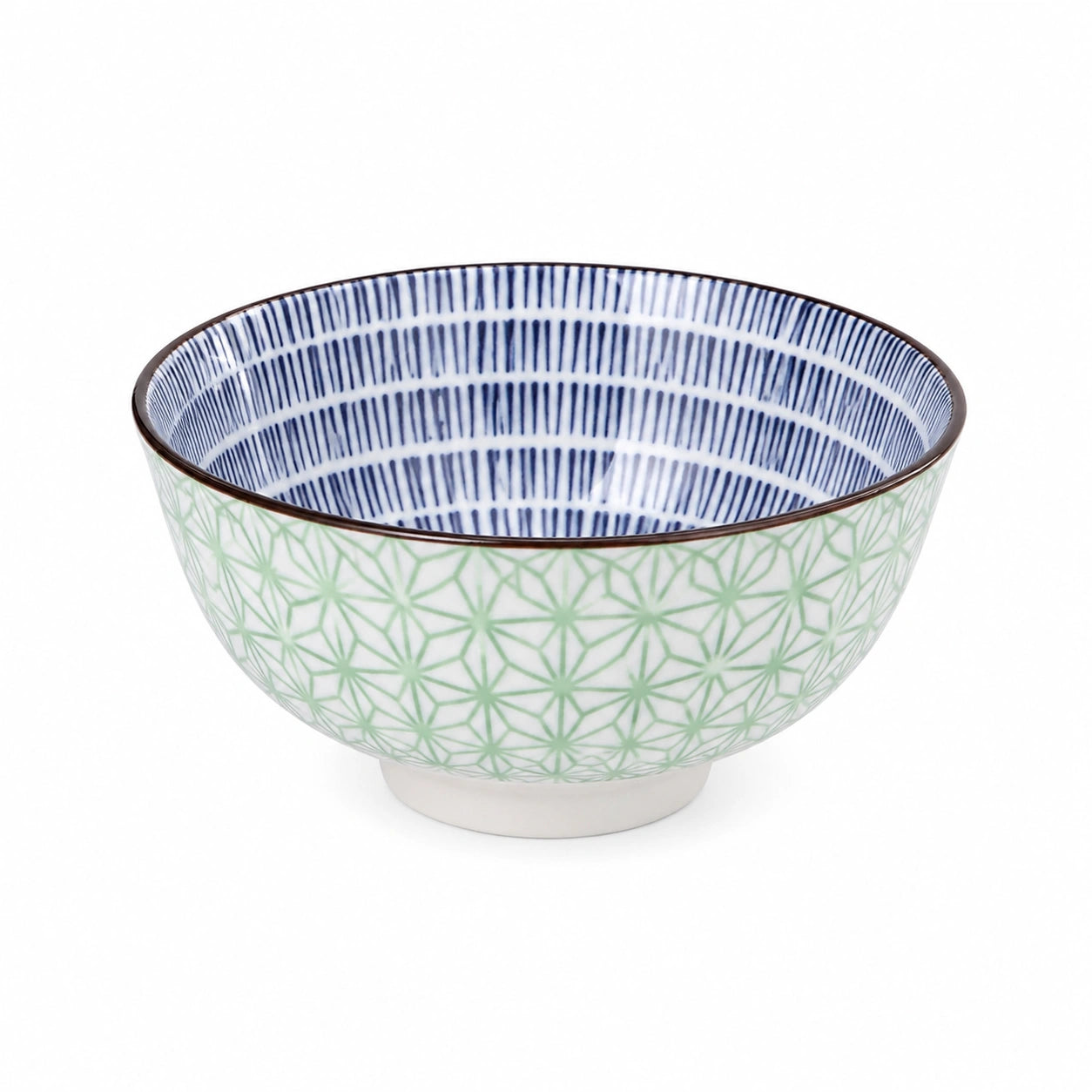 Porzellanschüssel 15 cm Grün Blau gemustert für Reis und Beilagen