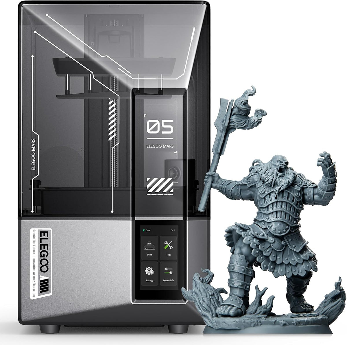 ELEGOO Mars 5 Ultra 9K Resin 3D Drucker, 150 mm/h Druckgeschwindigkeit, Intelligentes Auto-Leveling, Intelligente Fehlererkennung