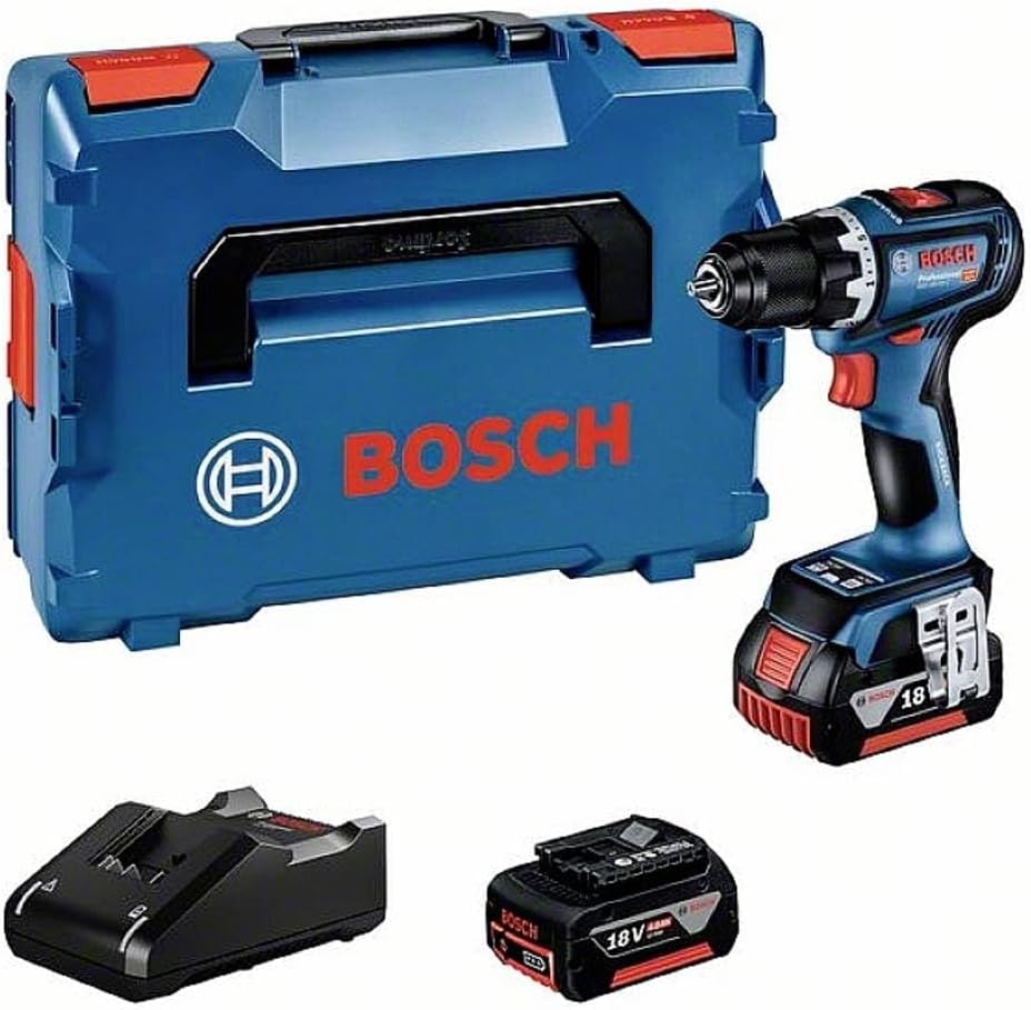 Bosch Professional 18V System Akku Bohrschrauber GSR 18V-90 C (inkl. 2X ProCORE Akkus 4.0Ah, Schnellladegerät GAL 18V-40, 1/1-Einlage, L-BOXX)Battery