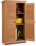 COSTWAY Gartenschrank Holz, 82x42x160cm, Geräteschuppen mit 3 herausnehmbaren Regalen, Gerätehaus wetterfest, Gartenschuppen Geräteschrank