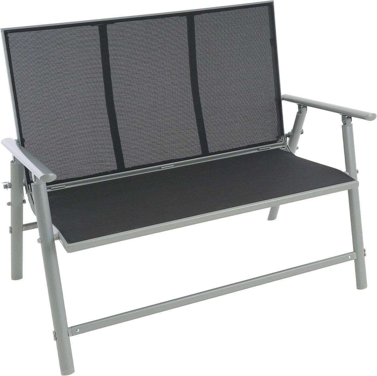 NEXOS Gartenbank 2 Sitzer Textilene Aluminium grau 119x66x96cm Balkonbank