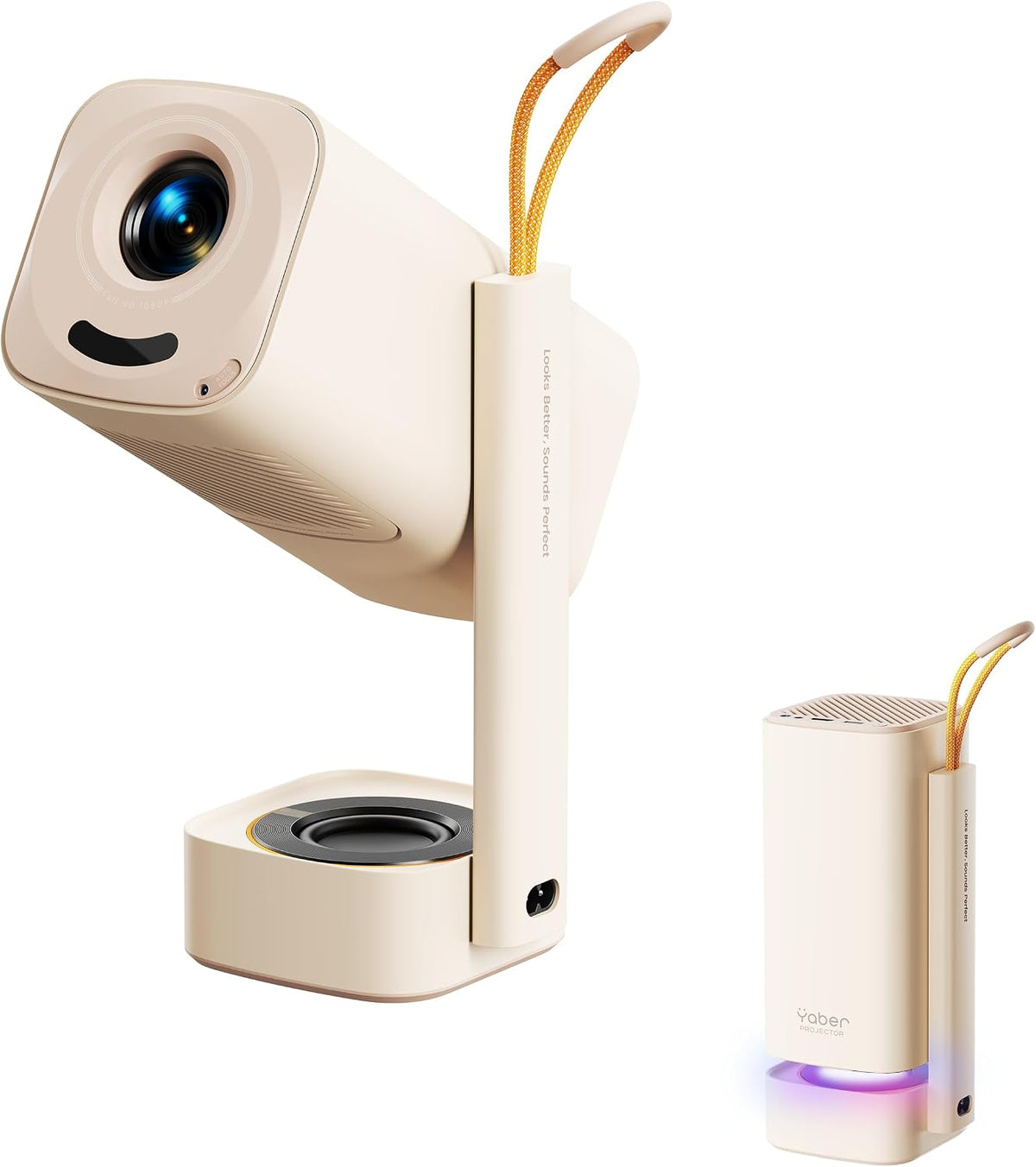Mini BeamerDolby Audio & Turbo Sonic BassYaber T1 Pro Smart Beamer Full HD 1080P mit HDR 10, WIFI6 und Bluetooth 5.4, Tragbarer Projektor für Heimkino