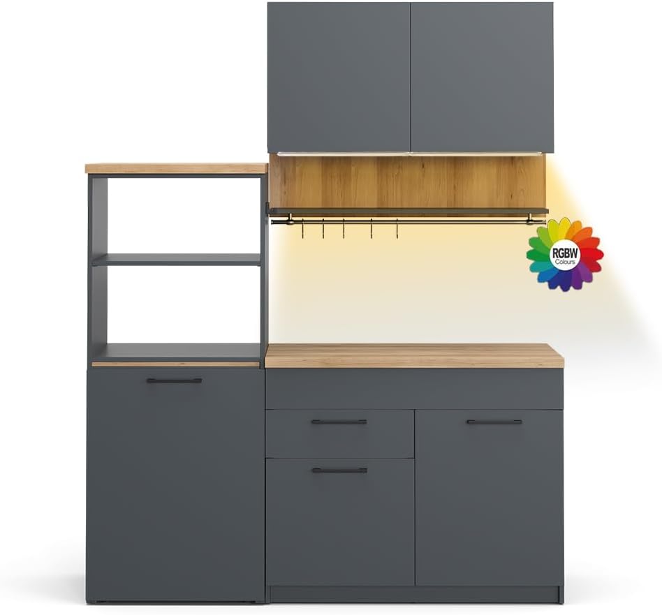 Vicco Küchenzeile Egbert, 160 cm, Anthrazit