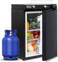 SMETA Gas kühlschrank 12v 230v, Camping Gaskühlschrank 60L, Mini Kühlschrank für Wohnmobil Van LKW Imbisswagen Leiser Schwarz, 3 Wege Kühlschrank