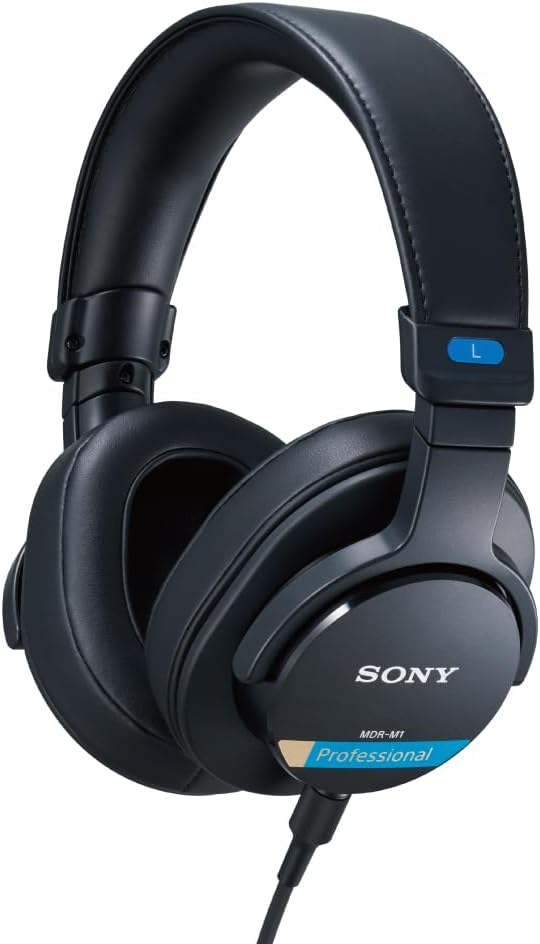 Sony MDR-M1 Studio Closed Back Headphones, Ultra-Wideband Playback (5Hz-80kHz), Lightweight Design (216g), Wired, Includes 2 Detachable Cables, Black