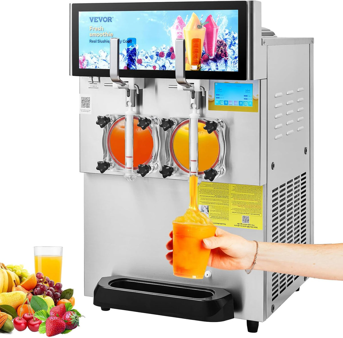 VEVOR 8 L x 2 Kommerzielle Slusheis Maschine, Slushgerät mit 26~32 L/Std. Slush Slushy Maschine