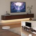 TV-Medienkonsole, 240 * 20 * 30cm), schwimmender TV-Schrank, TV-Schrank, TV-Bank unter dem TV-Lowboard mit Schubladen (Braun B + LED, Wandmontage