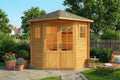 Alpholz 5-Eck Gartenhaus Sunny-A 220x220cm Imprägn. Pinie 28mm Wandstärke
