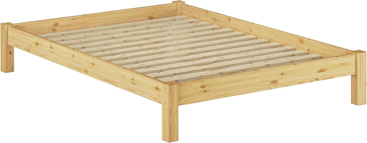 Erst-HolzDoppelbett Massivholzbett Kiefer Natur 140x200 Futonbett Bettrahmen Einzelbett Rollrost 60.35-14
