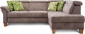 Cavadore Ecksofa Ammerland mit Ottomane rechts/Federkern-Sofa im Landhausstil mit verstellbaren Kopfstützen/245 x 84 x 194/Lederoptik hellbraun
