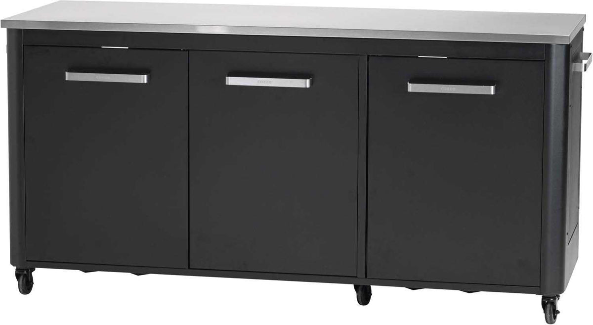 cozze 180 x 60 x 90cm Outdoor-Tisch, für Außenbereichs-Events, Edelstahl & Schwarz, Mobilität & Stil