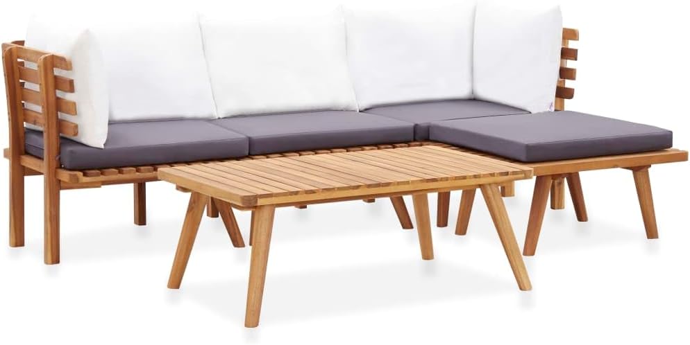 vidaXL Akazienholz Massiv Gartenmöbel 5-TLG. Gartenset Sitzgruppe Garten Garnitur Lounge Sofa Sitzgarnitur Gartensofa Ecksofa Mittelsofa
