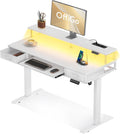 OffiGo Schreibtisch Höhenverstellbar mit Schubladen 120 cm, Weiß