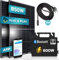 SUNNIVA 850W Balkonkraftwerk 800W komplett Steckdose, Astro-Energy 800W Micro Wechselrichter, 2x 425W (850W) Solarmodule, inkl. 5m Kabel