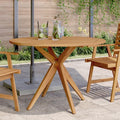 Gartentisch rund 110 x 75 cm aus massiver Akazie, Stabiler Esstisch mit Latten-Design Fuer Garten, geoelt, Fuer Terrasse Balkon Outdoor und Veranda