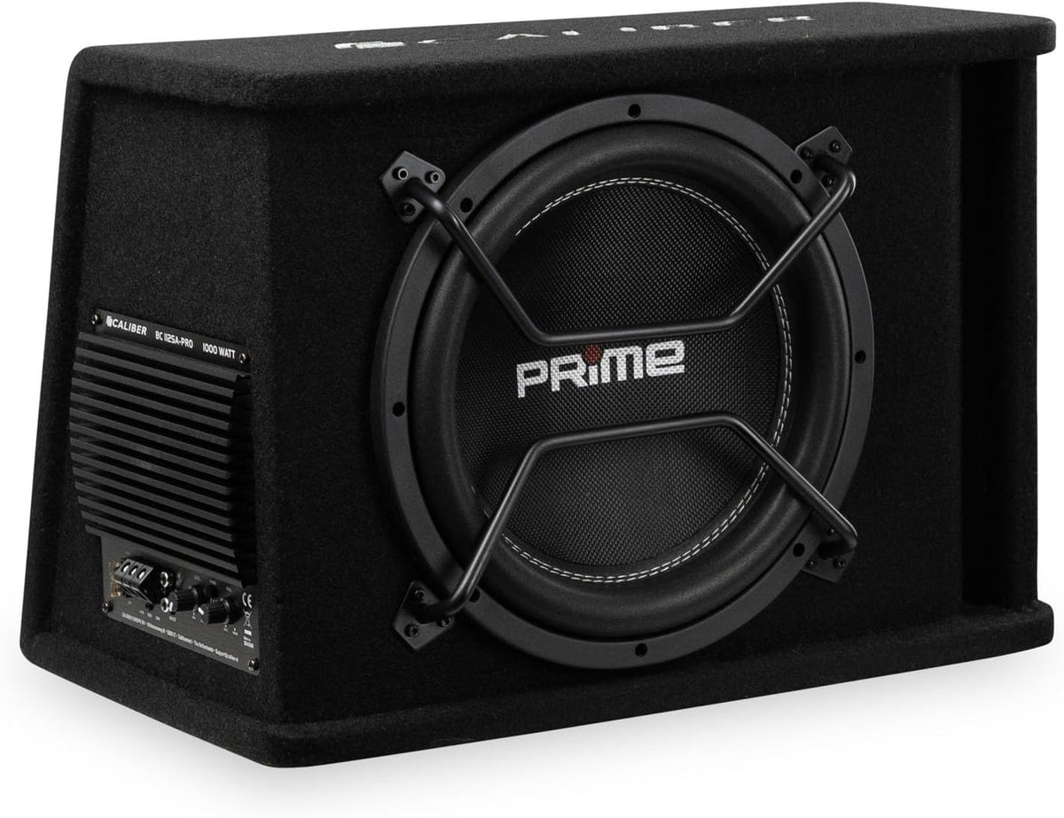 Caliber BC112SA-PRO Subwoofer Aktiv Set für Auto, 200W RMS, 1000W Spitzenleistung, 12 Zoll Bassbox mit Verstärker, Active Autolautsprecher Set