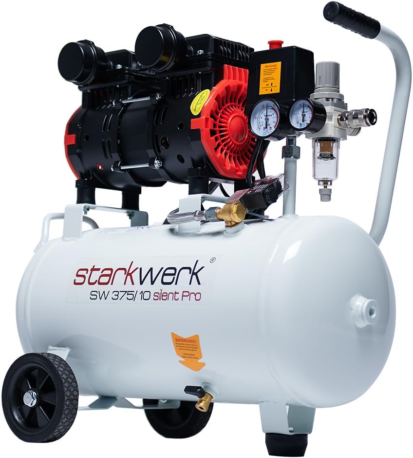 Starkwerk Flüsterkompressor SW 375/10 Pro, 24 L, 69 dB, 1100 W, 10 Bar
