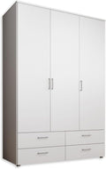 SPAZIO Kleiderschrank in Weiß, Vielseitiger Drehtürenschrank 3-türig für Ihr Schlafzimmer, 138 x 199 x 48 cm (B/H/T)