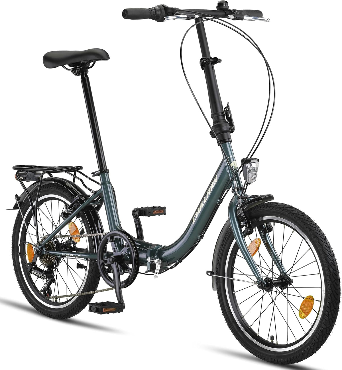 Chillaxx Bike URBAN 20 Zoll Faltrad, Klapprad, 6 Gang Shimano-Schaltung, Licht, Quick-Fold-System, leichtes Klappfahrrad, Gepäckträger