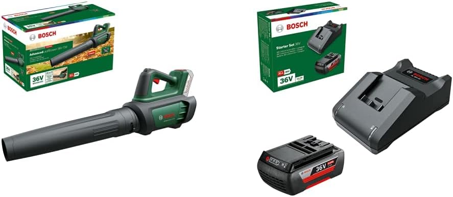 Bosch Home and Garden Akku-Laubbläser AdvancedLeafBlower 36V-750, Ladegerät AL 36V-20, Classic Green + Starter-Set 36V (1 Akku 36V 2,0 Ah, im Karton)