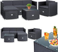 KESSER Polyrattan Lounge Aruba, Sessel, Hocker Beistelltisch mit Sitzkissen für Garten, Terrasse und Balkon, Anthrazit