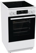 Gorenje GECS5C 70 WA Elektro-Standherd mit Glaskeramik-Kochfeld/50 cm/70 Liter/Schnellaufheizung/AirFry/ExtraSteam/Teleskopauszug/AquaClean/weiß