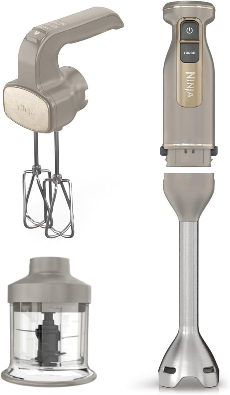 Ninja Foodi 3-in-1 Stabmixer, Handmixer & Zerkleinerer, Stone Gold