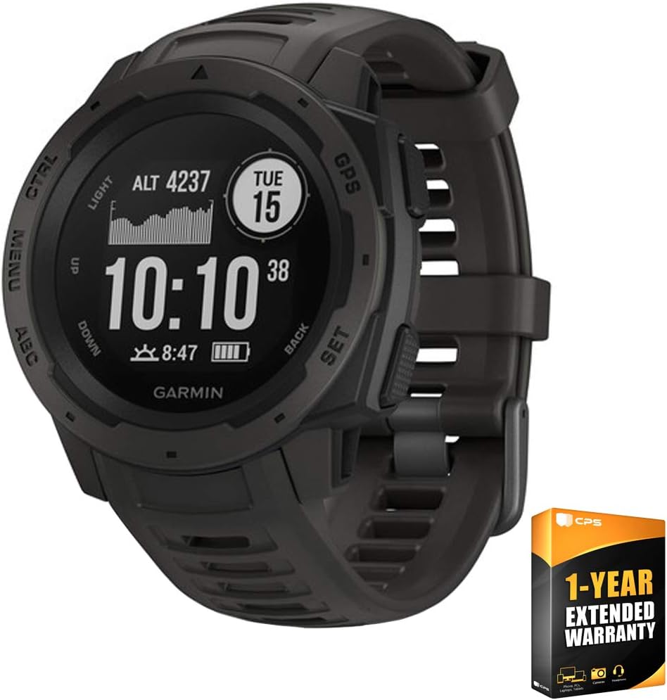 Garmin Instinct, wasserdichte GPS-Smartwatch mit Sport-/Fitnessfunktionen. Herzfrequenzmessung am Handgelenk
