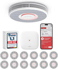 X-Sense Smarter Rauchmelder WLAN mit Sprachausgabe und 17 Standorten, Brandmelder mit SBS50 Basisstation, XS0B-MR121, 33 mm, Feuermelder, 12 Stück