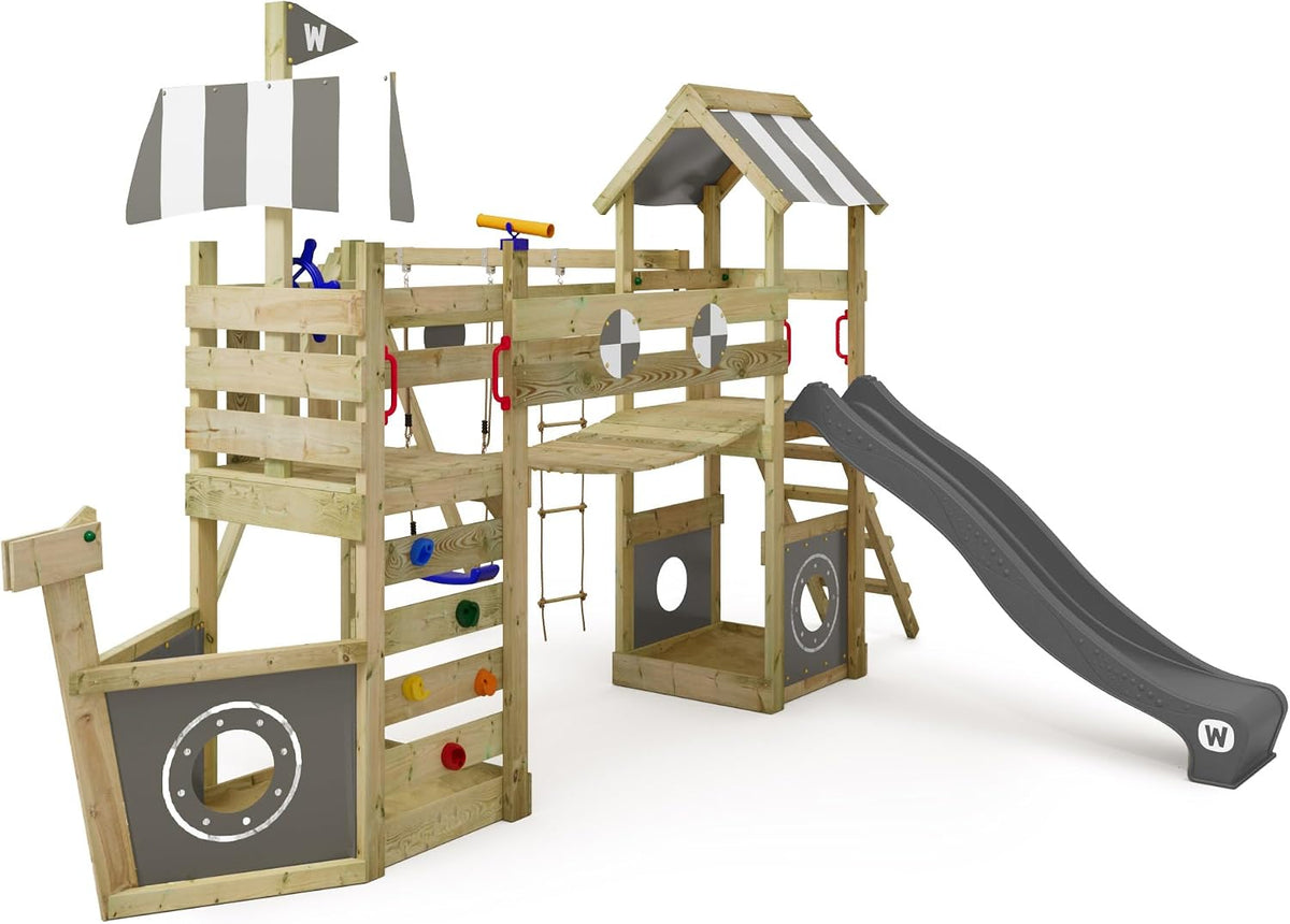 WICKEY Spielturm Klettergerüst StormFlyer mit Schaukel & Rutsche, Outdoor Kinder Kletterturm mit Sandkasten