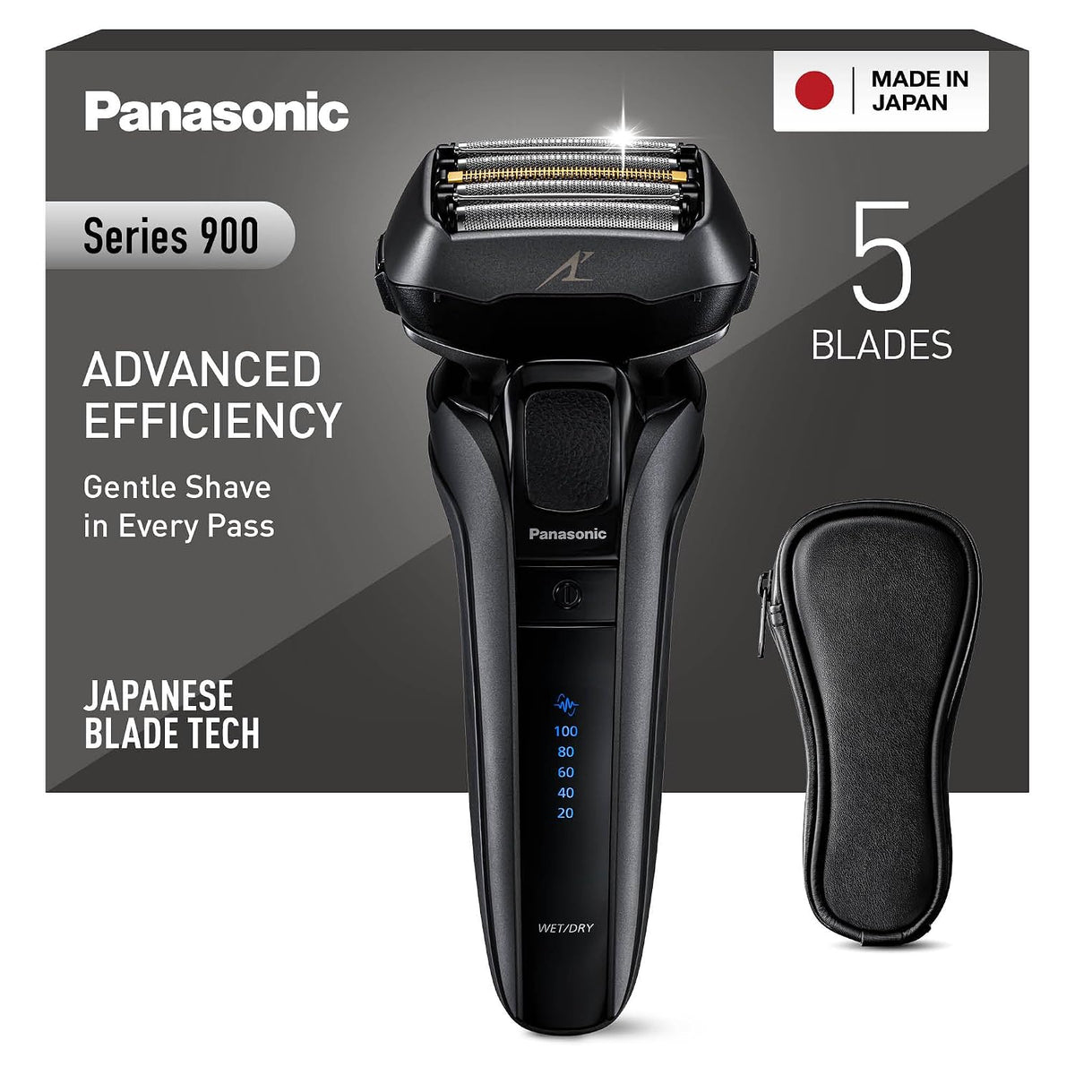 Panasonic Series 900 Premium Nass- und Trocken Rasierer ES-LV6U für Männer, 5-fach-Scherkopf mit Linearmotor und Bartdichtensensor Technologie