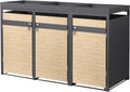 ML-Design Mülltonnenbox 3er 240L mit Pflanzdach, abschließbare Tür 200x80x124 cm Anthrazit-Holzoptik, Mülltonnenverkleidung für 3 Mülltonnen