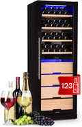 Klarstein Weinkühlschrank, 2 Zonen Kühlschrank mit Glastür, 5-18°C, Weinkühlschränke mit UV-Schutz, Getränkekühlschrank Schmal, Weinkühlschrank Klein