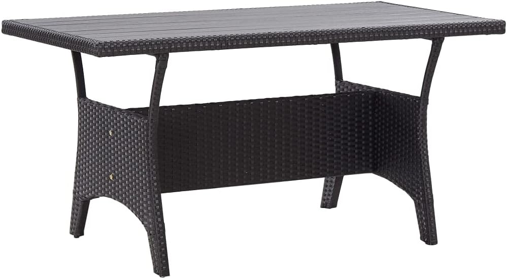 vidaXL Gartentisch Garten Esstisch Terrassentisch Tisch Balkontisch Gartenmöbel Outdoor Terrasse Schwarz 120x70x66cm Poly Rattan Stahlgestell