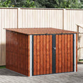 Fahrradschuppen 3 Stück Braun 215 x 206 x 157 cm Metall Gartenhaus Aufbewahrung Geräteschuppen Wetterfester Stauraum mit Sicherheitsschloss